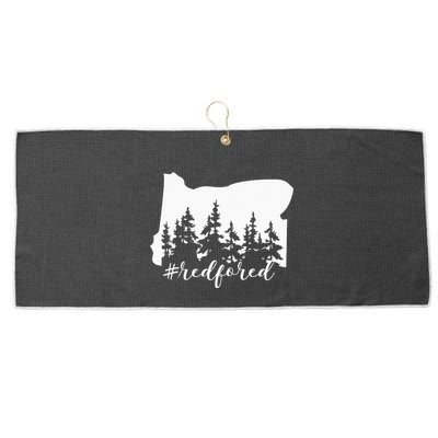 Red For Ed Oregon Trees Teacher Support Large Microfiber Waffle Golf Towel