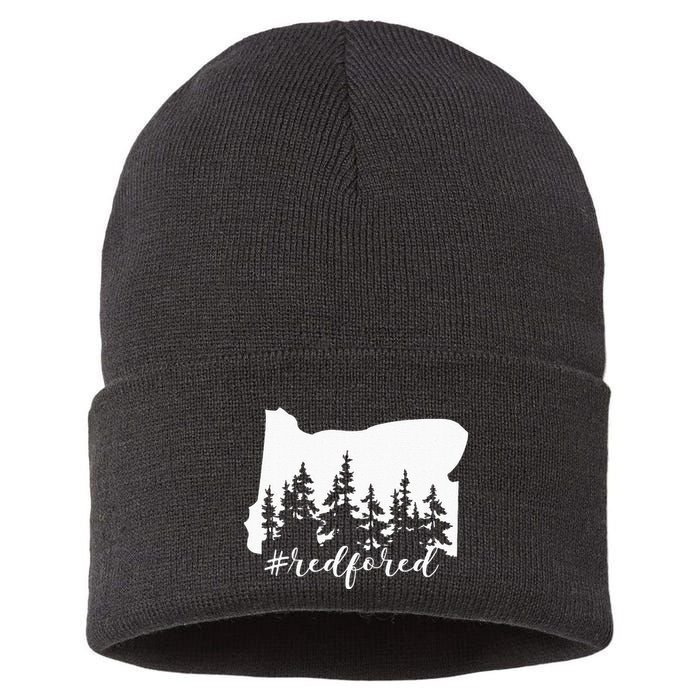 Red For Ed Oregon Trees Teacher Support Sustainable Knit Beanie