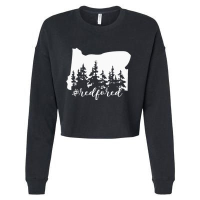Red For Ed Oregon Trees Teacher Support Cropped Pullover Crew