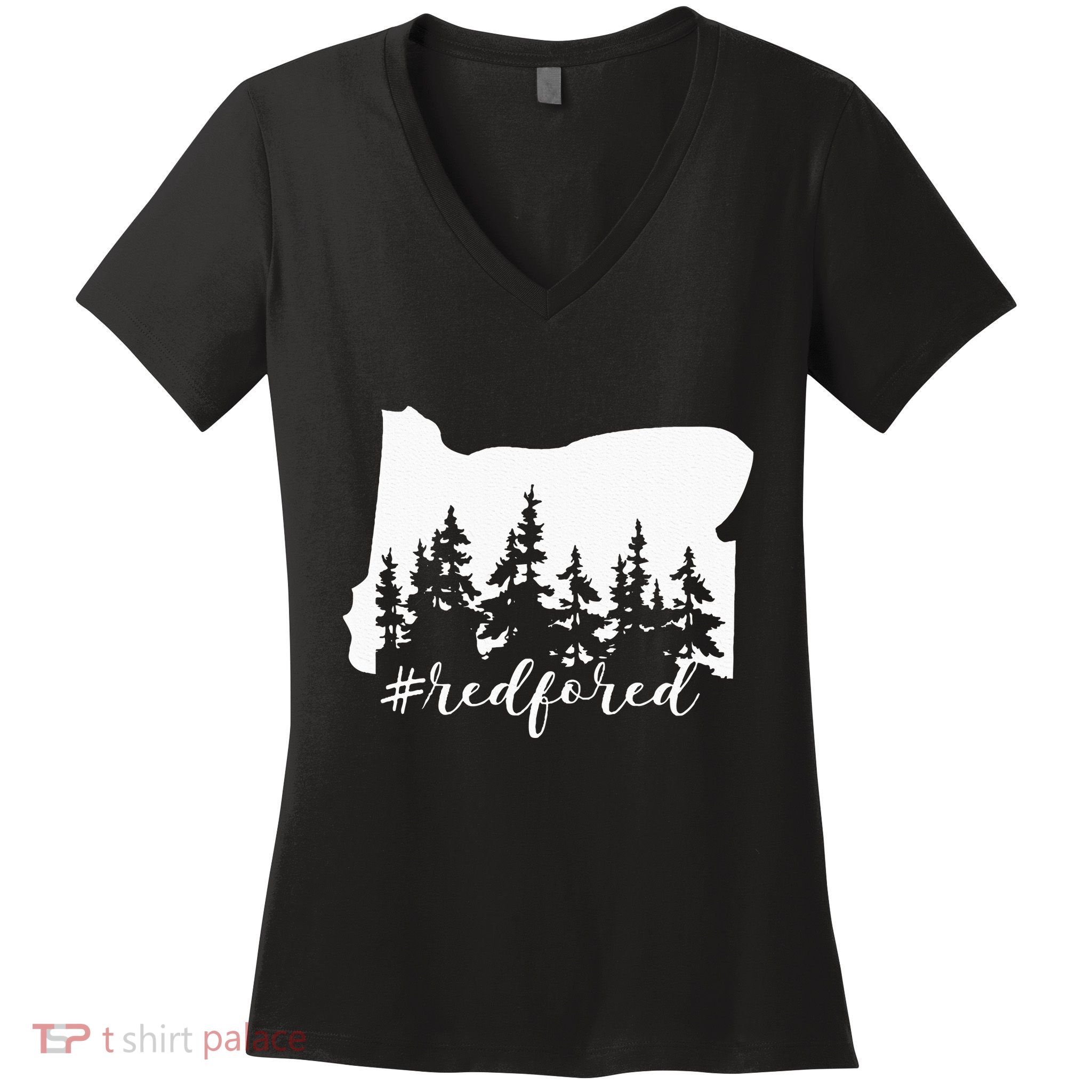 Red For Ed Oregon Trees Teacher Support Women's V-Neck T-Shirt