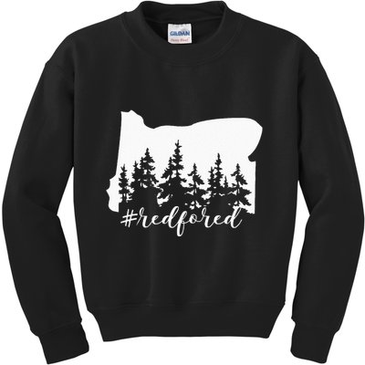 Red For Ed Oregon Trees Teacher Support Kids Sweatshirt