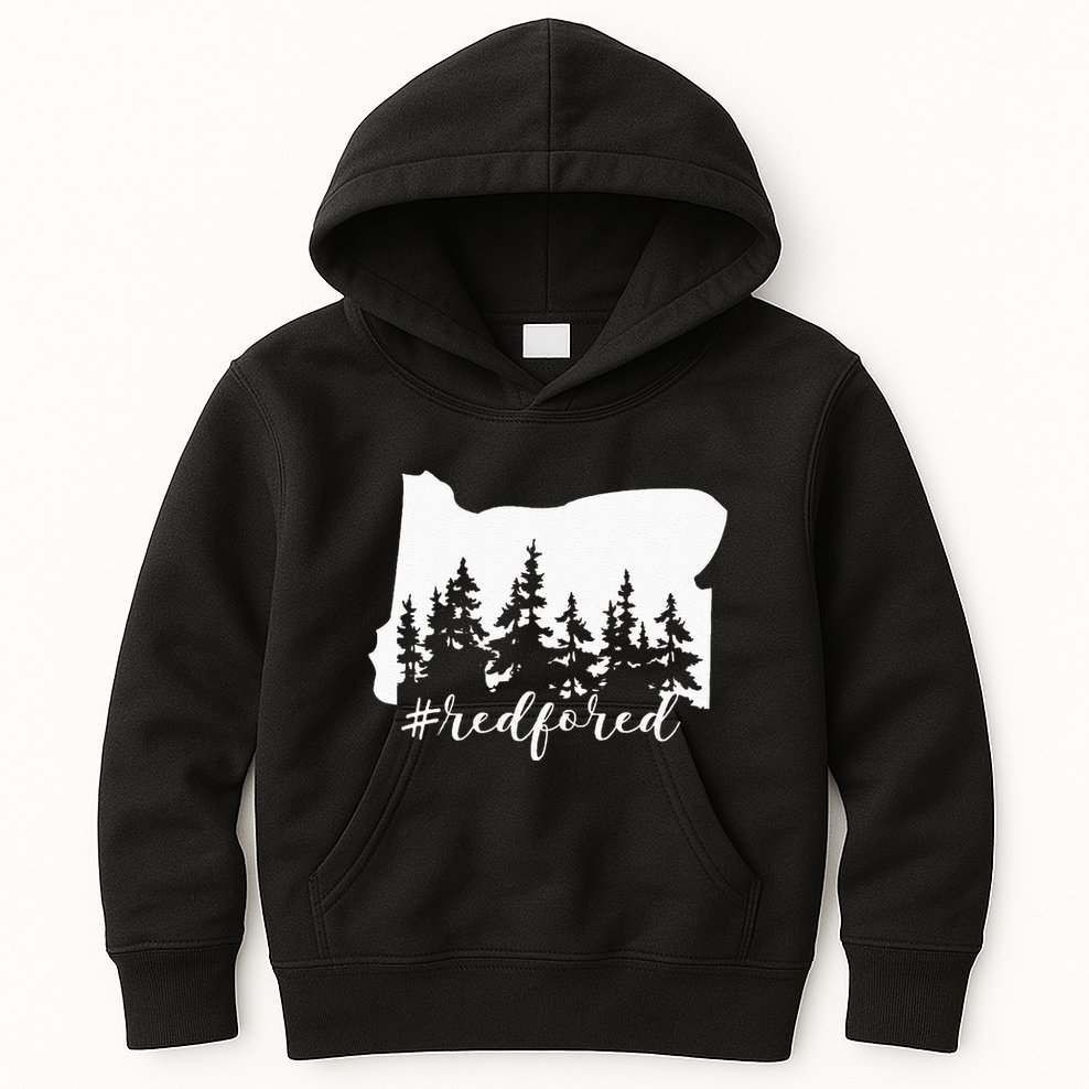 Red For Ed Oregon Trees Teacher Support Kids Hoodie