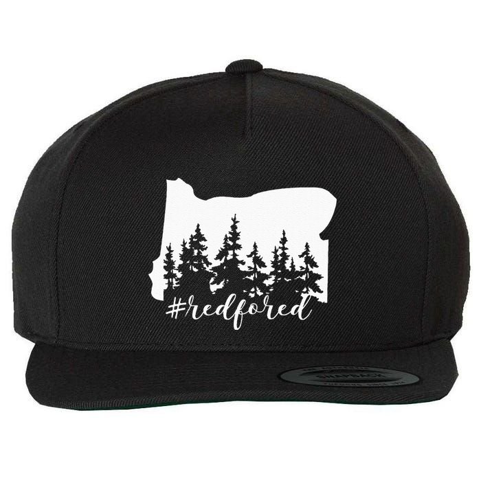 Red For Ed Oregon Trees Teacher Support Wool Snapback Cap