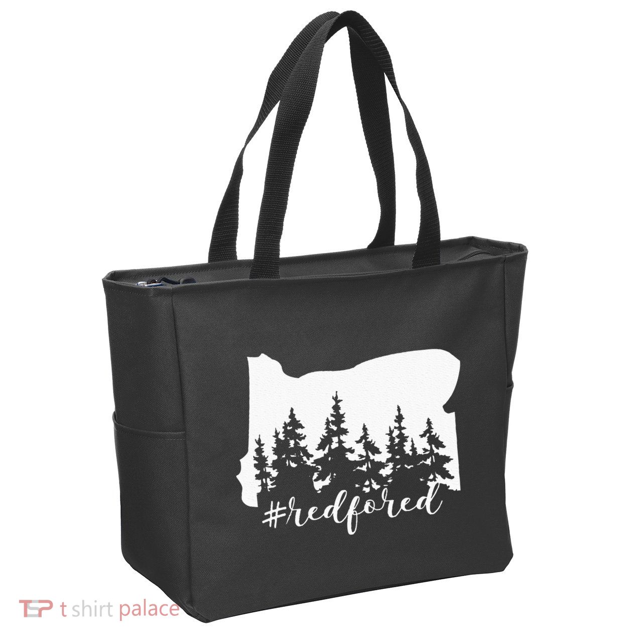 Red For Ed Oregon Trees Teacher Support Zip Tote Bag