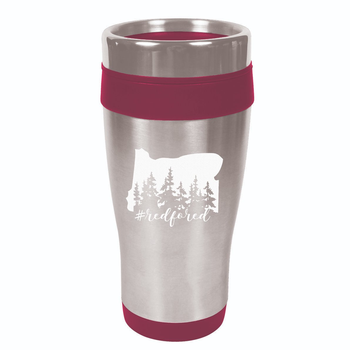 Red For Ed Oregon Trees Teacher Support 16oz Travel Tumbler