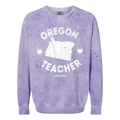 Red For Ed Teacher Oregon Or Education Colorblast Crewneck Sweatshirt