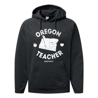 Red For Ed Teacher Oregon Or Education Performance Fleece Hoodie