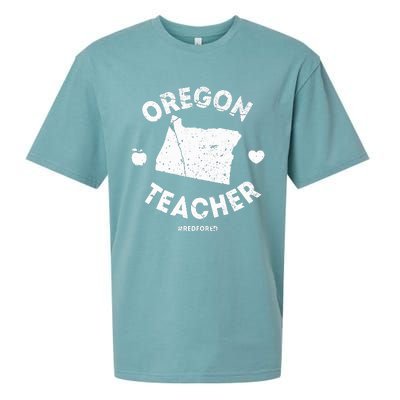 Red For Ed Teacher Oregon Or Education Sueded Cloud Jersey T-Shirt