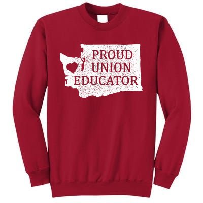 Red For Ed Washington Teacher Protest Union Educator Tall Sweatshirt