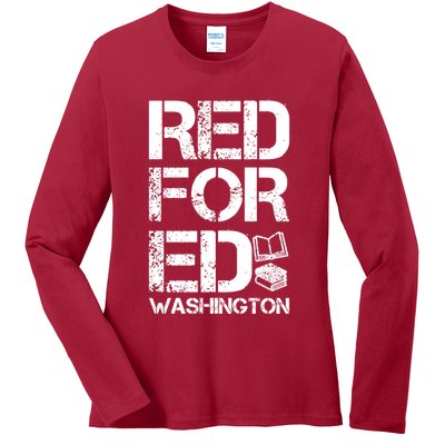 Red For Ed Washington Teacher Ladies Long Sleeve Shirt
