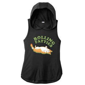 Rolling Fatties Funny Marijuana Cat Ladies PosiCharge Tri-Blend Wicking Draft Hoodie Tank