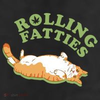 Rolling Fatties Funny Marijuana Cat 7 Panel Mesh Trucker Snapback Hat