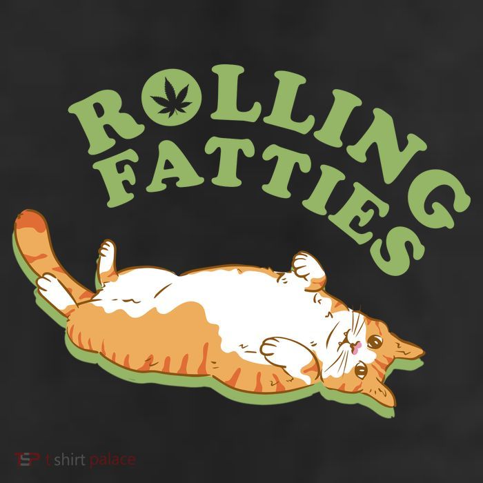 Rolling Fatties Funny Marijuana Cat 7 Panel Mesh Trucker Snapback Hat