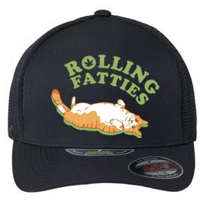 Rolling Fatties Funny Marijuana Cat Flexfit Unipanel Trucker Cap