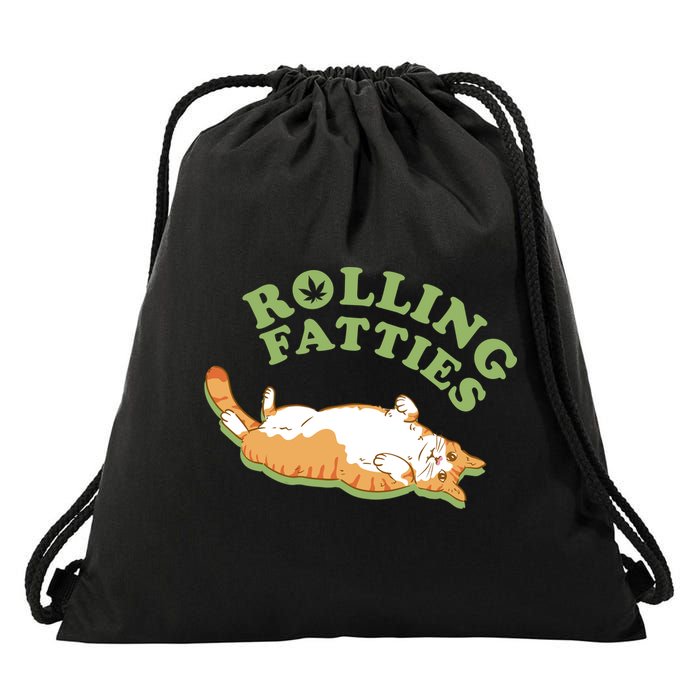 Rolling Fatties Funny Marijuana Cat Drawstring Bag