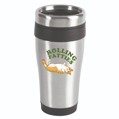Rolling Fatties Funny Marijuana Cat 16oz Travel Tumbler