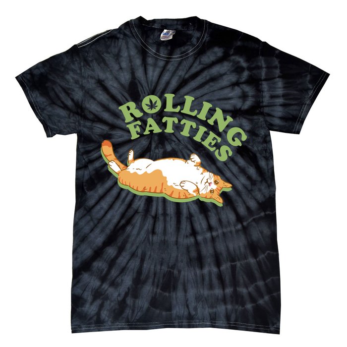 Rolling Fatties Funny Marijuana Cat Tie-Dye T-Shirt
