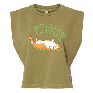 Rolling Fatties Funny Marijuana Cat Garment-Dyed Women's Muscle Tee