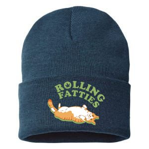 Rolling Fatties Funny Marijuana Cat Sustainable Knit Beanie