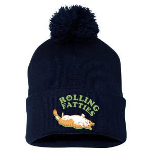 Rolling Fatties Funny Marijuana Cat Pom Pom 12in Knit Beanie