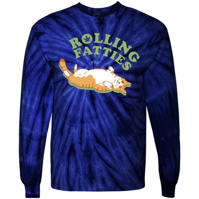 Rolling Fatties Funny Marijuana Cat Tie-Dye Long Sleeve Shirt