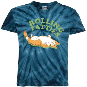 Rolling Fatties Funny Marijuana Cat Kids Tie-Dye T-Shirt