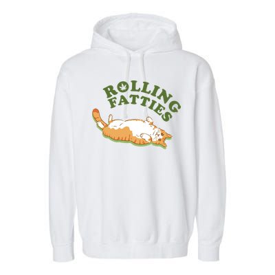 Rolling Fatties Funny Marijuana Cat Garment-Dyed Fleece Hoodie