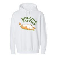 Rolling Fatties Funny Marijuana Cat Garment-Dyed Fleece Hoodie