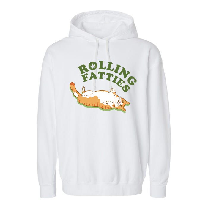 Rolling Fatties Funny Marijuana Cat Garment-Dyed Fleece Hoodie