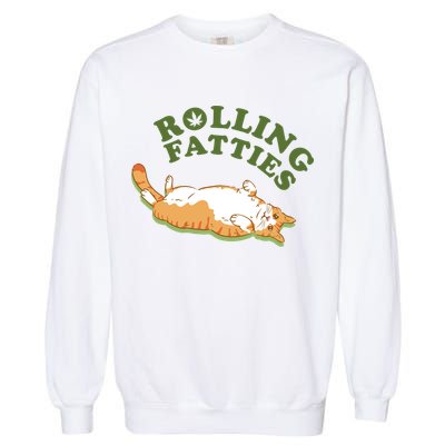 Rolling Fatties Funny Marijuana Cat Garment-Dyed Sweatshirt
