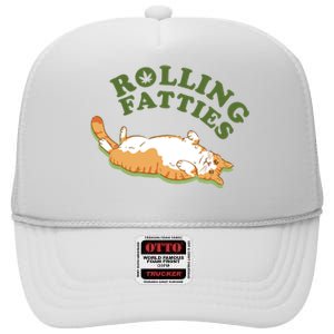 Rolling Fatties Funny Marijuana Cat High Crown Mesh Back Trucker Hat