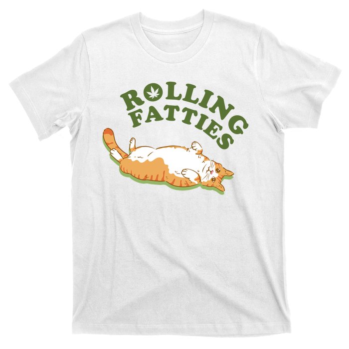 Rolling Fatties Funny Marijuana Cat T-Shirt