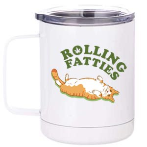 Rolling Fatties Funny Marijuana Cat 12 oz Stainless Steel Tumbler Cup