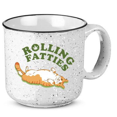 Rolling Fatties Funny Marijuana Cat 15oz Campfire Ceramic Mug