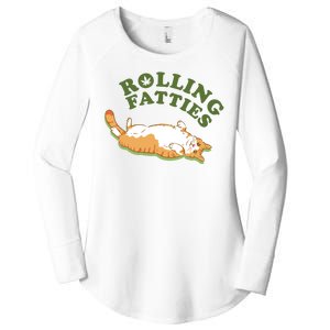 Rolling Fatties Funny Marijuana Cat Women's Perfect Tri Tunic Long Sleeve Shirt