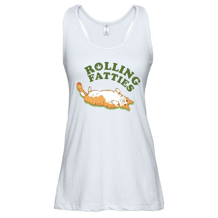 Rolling Fatties Funny Marijuana Cat Ladies Essential Flowy Tank