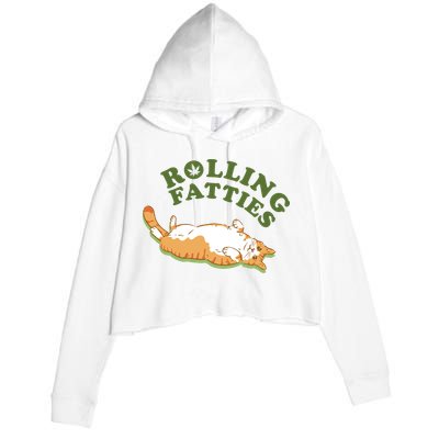 Rolling Fatties Funny Marijuana Cat Crop Fleece Hoodie