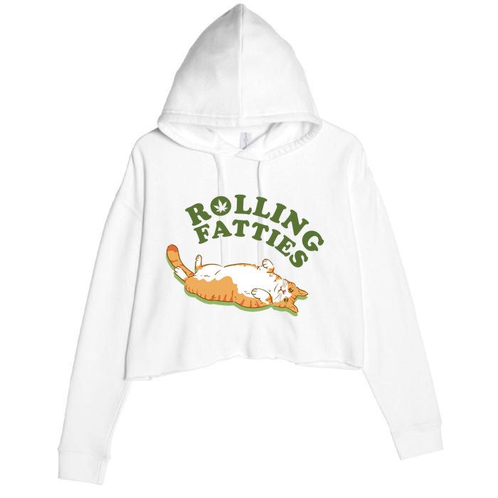 Rolling Fatties Funny Marijuana Cat Crop Fleece Hoodie