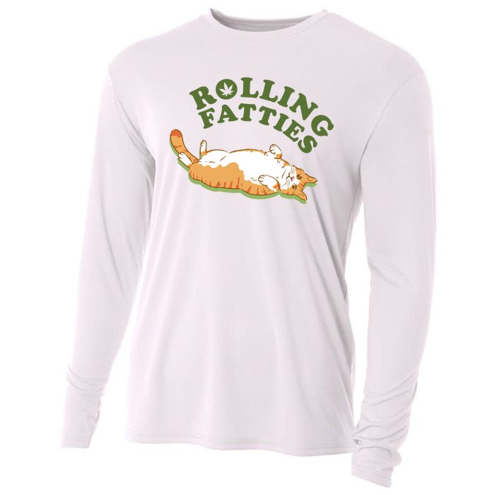 Rolling Fatties Funny Marijuana Cat Cooling Performance Long Sleeve Crew