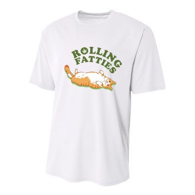 Rolling Fatties Funny Marijuana Cat Youth Performance Sprint T-Shirt