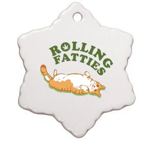 Rolling Fatties Funny Marijuana Cat Ceramic Star Ornament