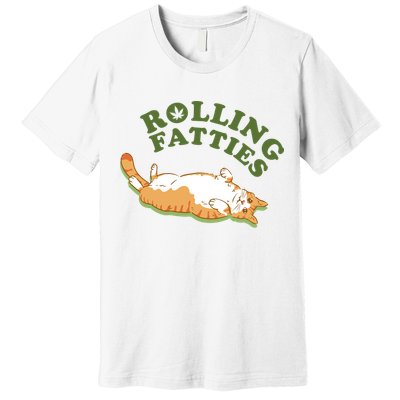 Rolling Fatties Funny Marijuana Cat Premium T-Shirt