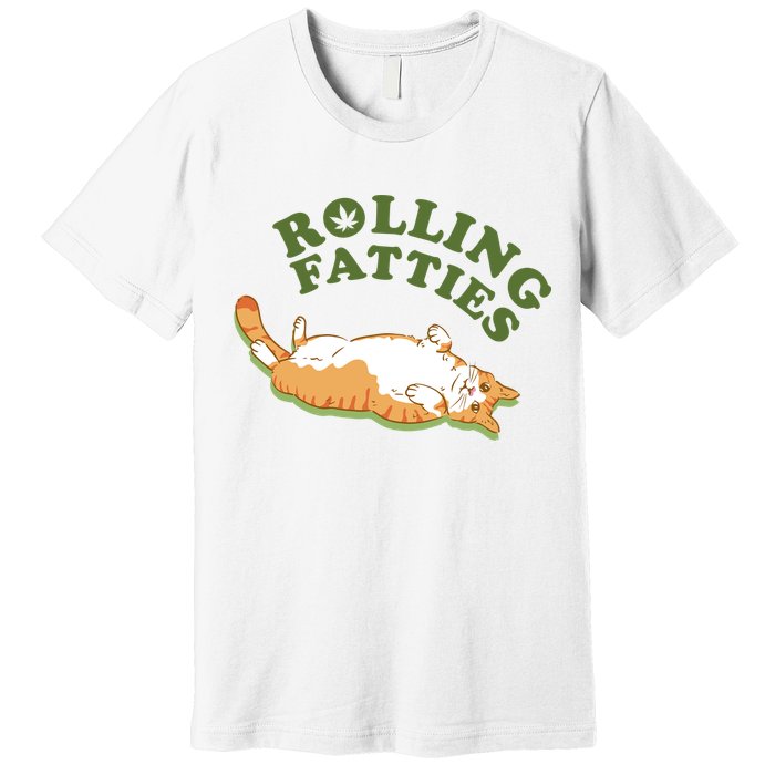 Rolling Fatties Funny Marijuana Cat Premium T-Shirt