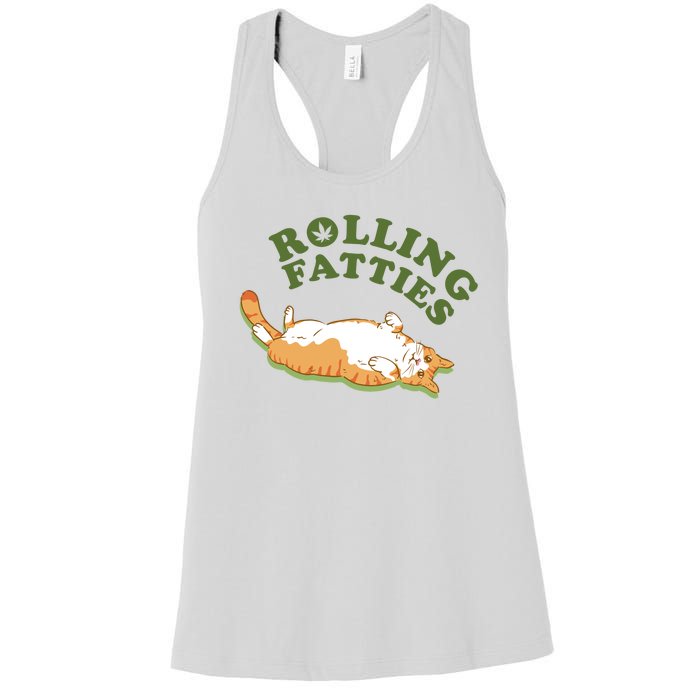 Rolling Fatties Funny Marijuana Cat Women's Racerback Tank