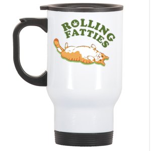 Rolling Fatties Funny Marijuana Cat Stainless Steel Travel Mug