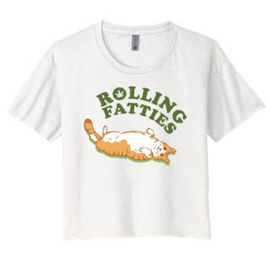 Rolling Fatties Funny Marijuana Cat Women's Crop Top Tee