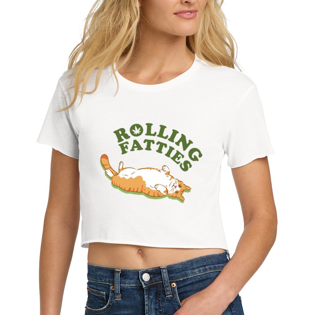 Rolling Fatties Funny Marijuana Cat Crop Top