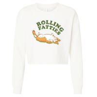 Rolling Fatties Funny Marijuana Cat Cropped Pullover Crew