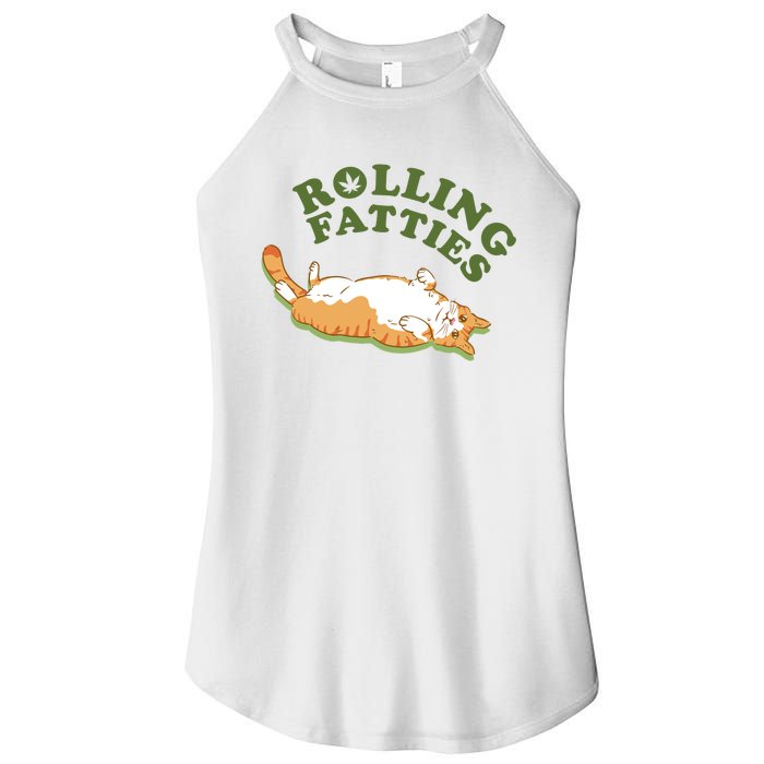 Rolling Fatties Funny Marijuana Cat Women's Perfect Tri Rocker Tank