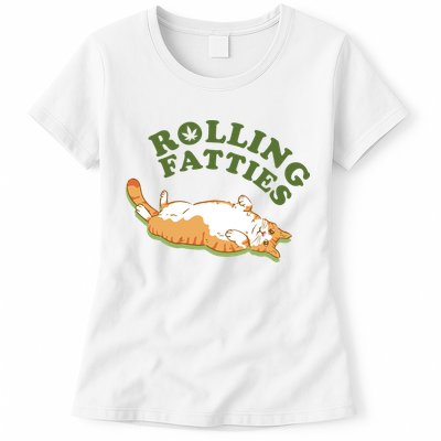 Rolling Fatties Funny Marijuana Cat Womens T-Shirt